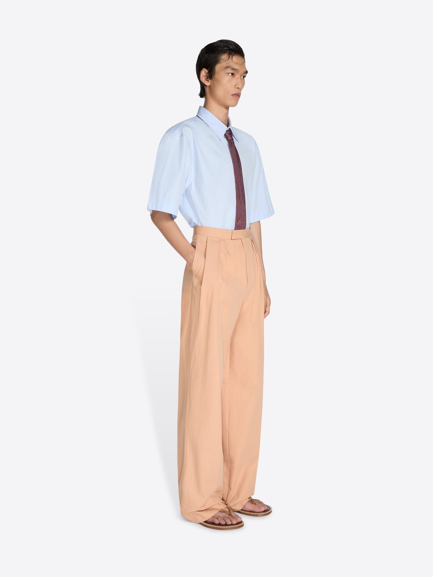 Pleated Cotton Poplin Pants