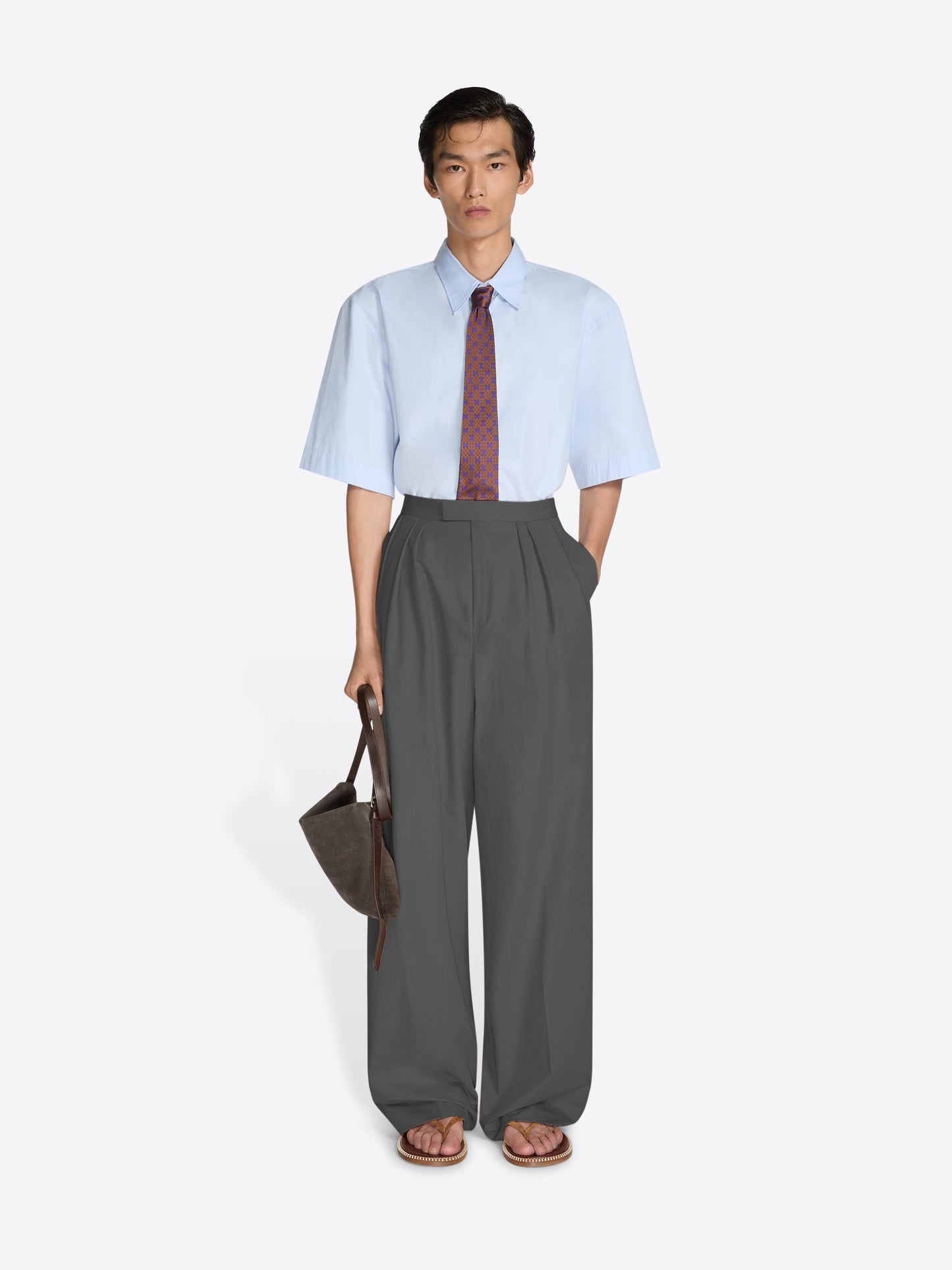 Pleated Cotton Poplin Pants