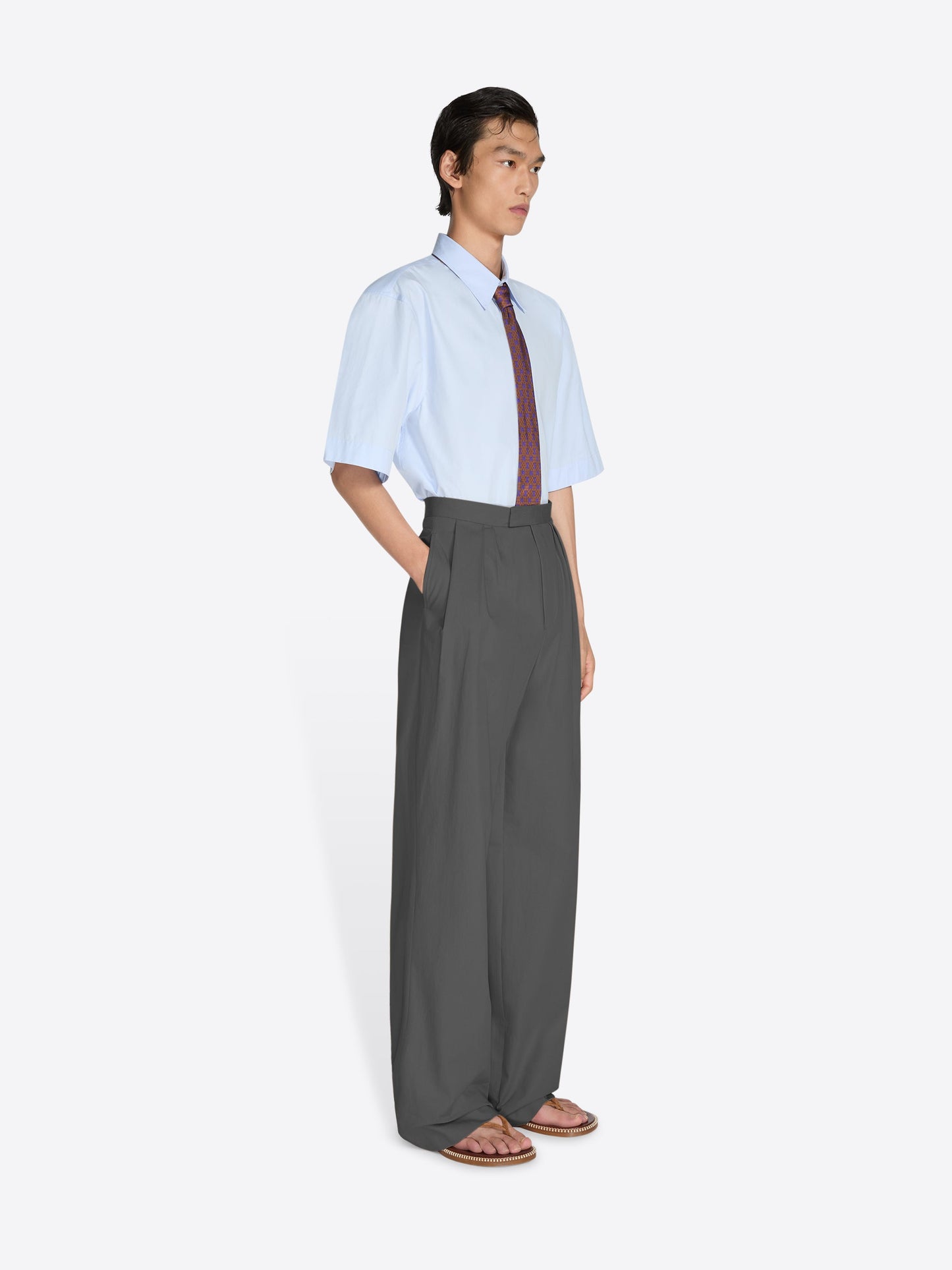 Pleated Cotton Poplin Pants