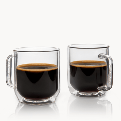 AeroPress Double Wall Glass Coffee Mug - 2 Pack - Coffee Drinkware for Home and Travel