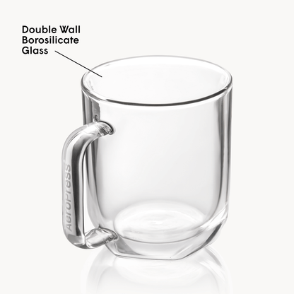 AeroPress Double Wall Glass Coffee Mug - 2 Pack - Coffee Drinkware for Home and Travel