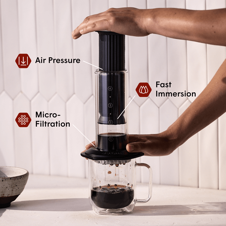 AeroPress Double Wall Glass Coffee Mug - 2 Pack - Coffee Drinkware for Home and Travel